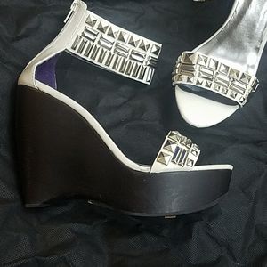 Black Rooster | Studded Ankle Strap Wedge Platform